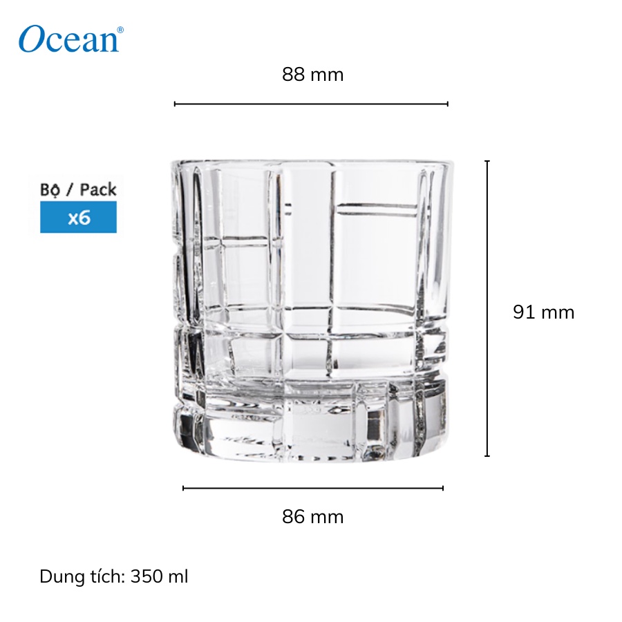 Bộ 6 ly thủy tinh Ocean TRAZE FTR 350 ml