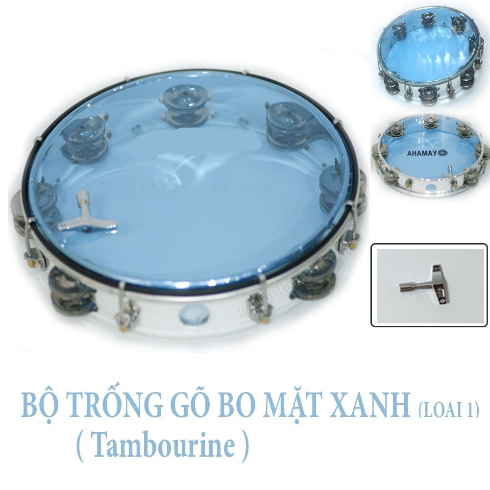 Trống lắc tay - Lục lạc gõ bo Inox Tambourine Yamaha MT6-102B (màu Xanh)