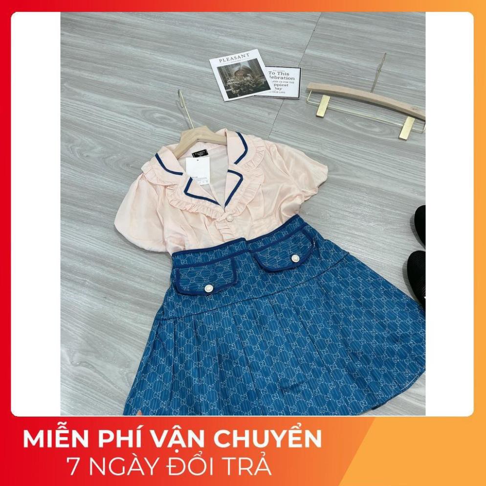 [ 𝐅𝐑𝐄𝐄 𝐒𝐇𝐈𝐏 ] Set Sơ Mi Bèo Tay Bồng Mix Chân Váy Nắp Túi | BigBuy360 - bigbuy360.vn