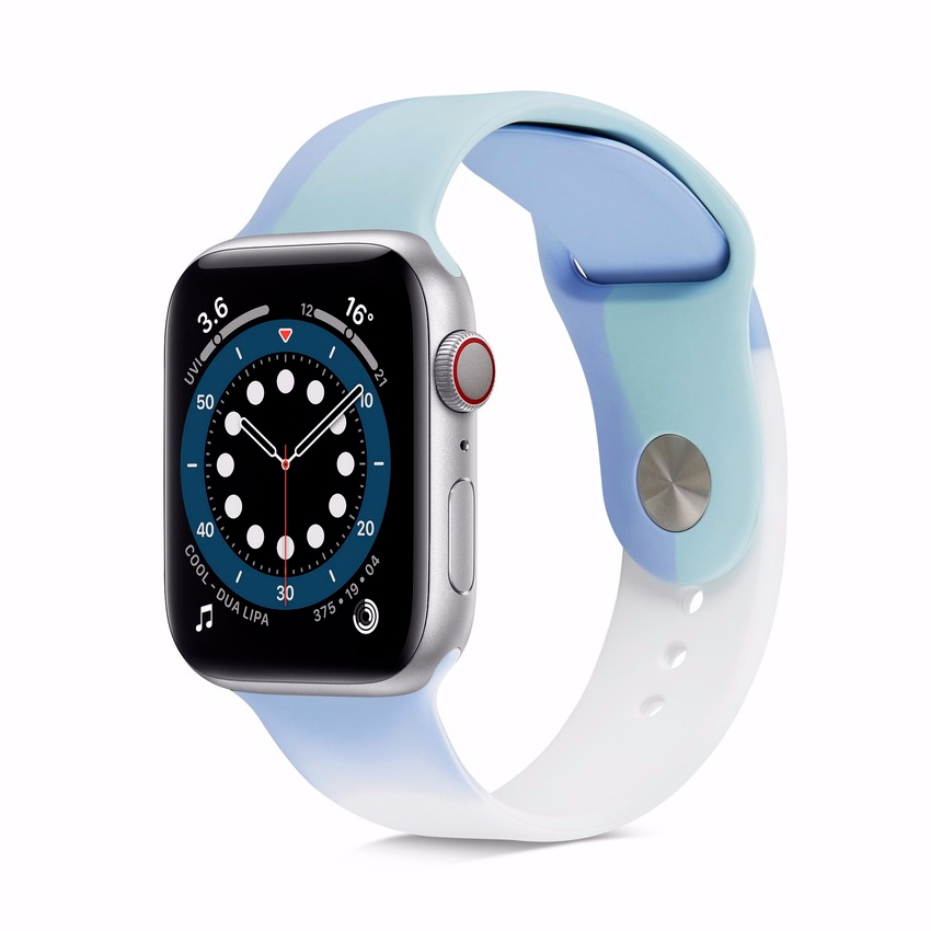 Dây Đeo Silicon Màu Cầu Vồng Cho Đồng Hồ Thông Minh Apple Watch Series 7 6 5 4 3 2 1 SE 2021 45mm 41mm 44mm 40mm 42mm 38mm