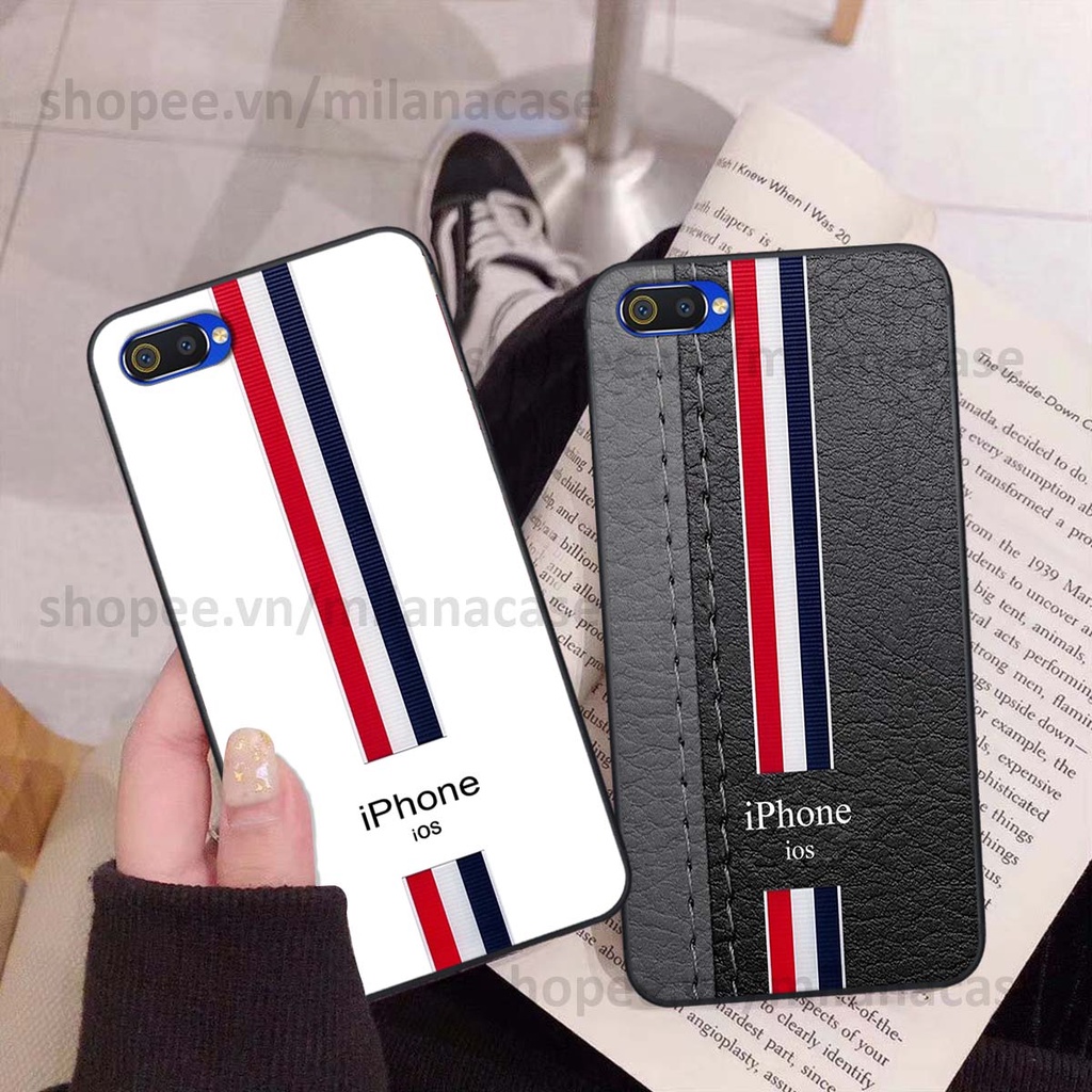 Ốp Realme C1 / C2 in giả da phong cách thể thao, cá tính, thời trang