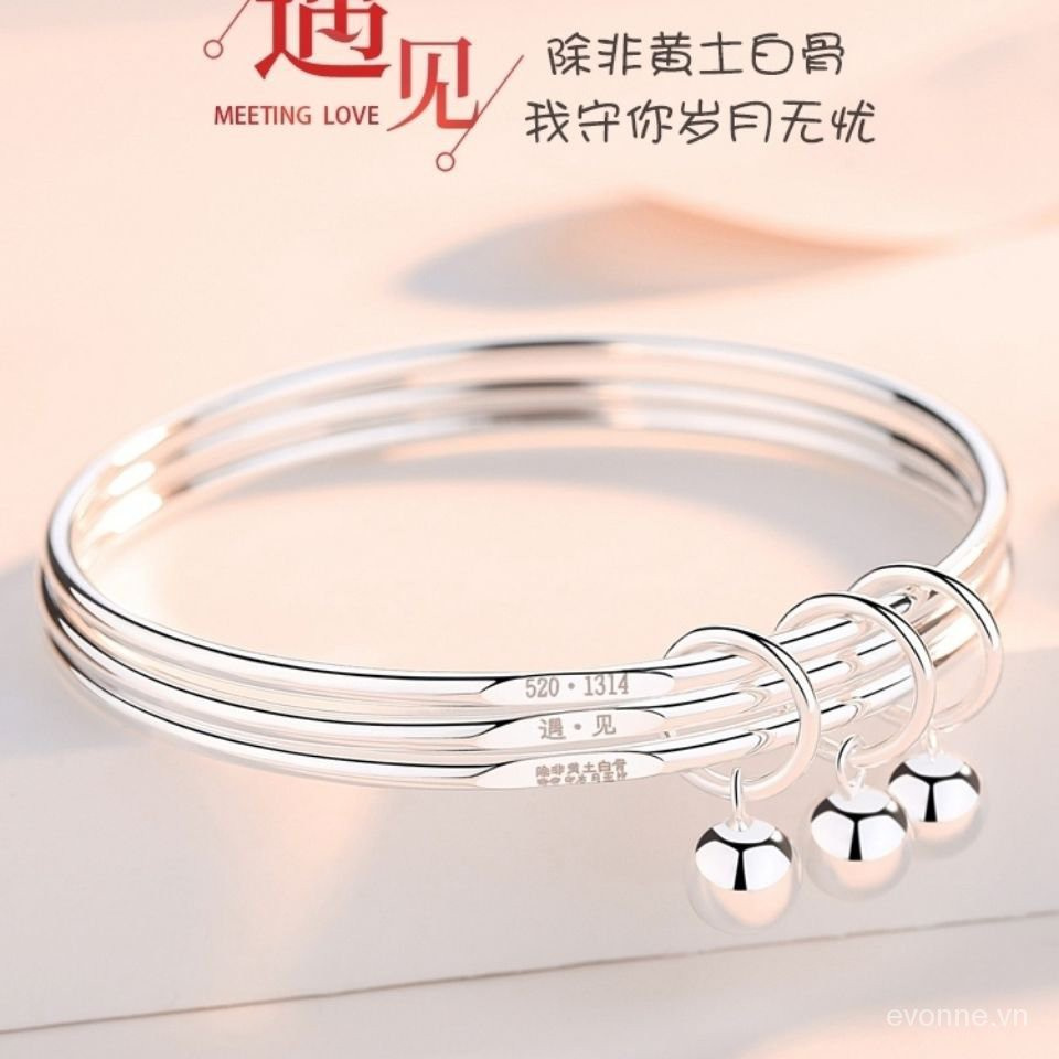 Mới Ba III Bạc Vòng Đeo Tay Nữ999Sterling Bạc Bạc Vòng Đeo Tay Vòng Đeo Tay Chữ Sinh Nhật, Quà Tặng Trang Sức Bạc