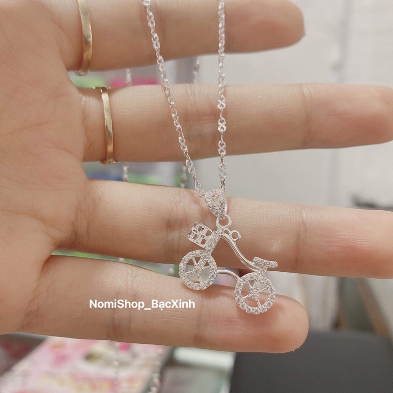 Dây chuyền bạc Mặt xe đạp dễ thương Độc đáo, không đụng hàng Mainomi Shop Bạc Xinh