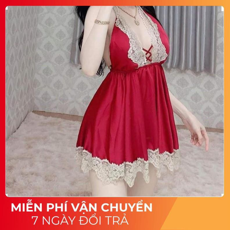 Váy Ngủ Nữ, Váy Ngủ Sexy Yếm Kèm Quần Vải Satin Cao Cấp <60kg | BigBuy360 - bigbuy360.vn