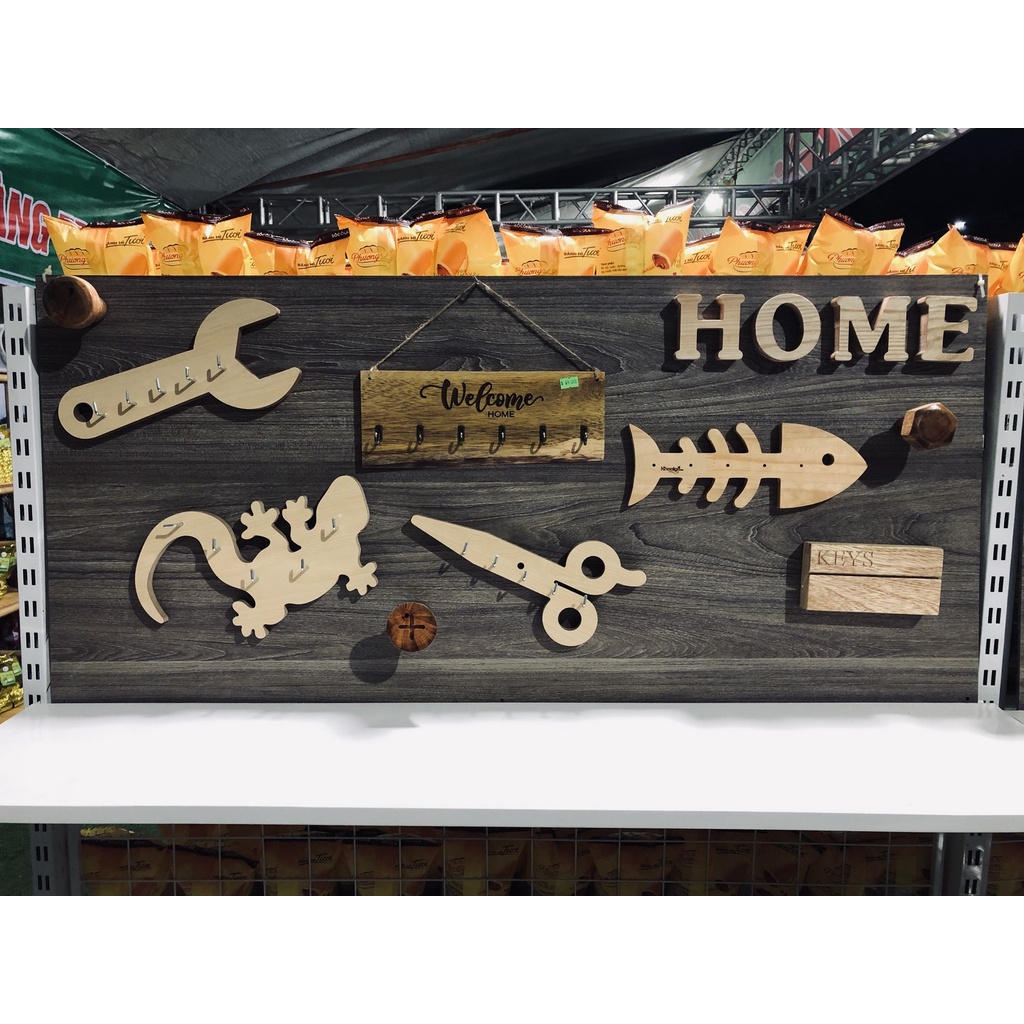 Bảng Treo Chìa Khóa Gỗ Tự Nhiên Decor, Móc Treo Chìa Khóa Gỗ
