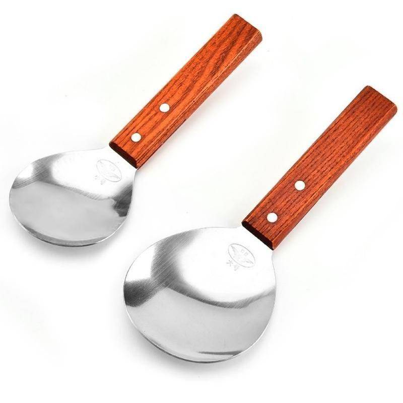 Muỗng Xới Cơm/ Rau Củ Bằng Thép Không Gỉ Tay Cầm Gỗ Tiện Dụng Cho Nhà Bếp