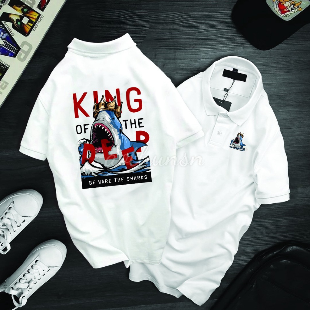 Áo thun cổ trụ cổ bâu polo Cá mập KING CÓ BIGSIZE- AOTHUNSN- VẢI POLY COTTON (vải da cá)