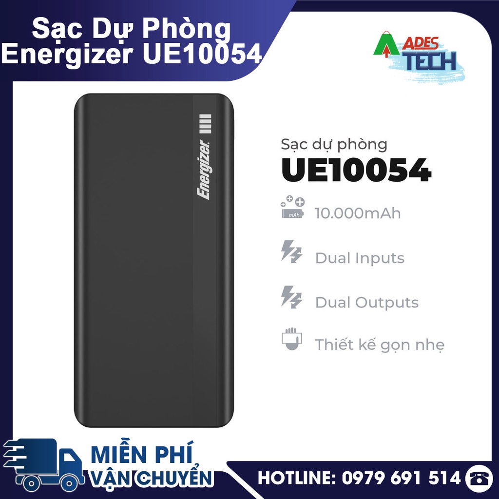 Sạc Dự Phòng Energizer UE10054 10,000mAh | Xạc Đa Thiết Bị | Bảo Hành 24 Tháng