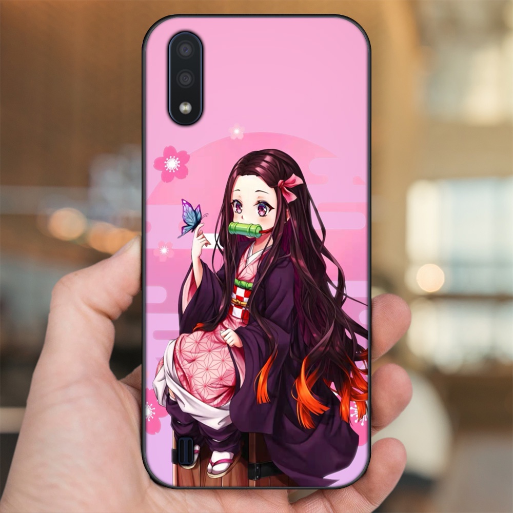 Ốp lưng Samsung A01 viền đen in hình Nezuko Kimetsu no Yaiba
