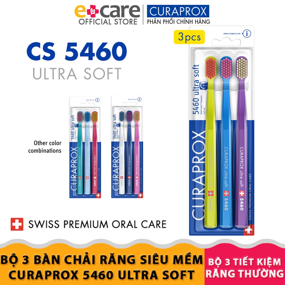 Bộ 3 cây bàn chải răng siêu mêm Curaprox CS 5460 Ultra Soft Triopack Thụy Sỹ