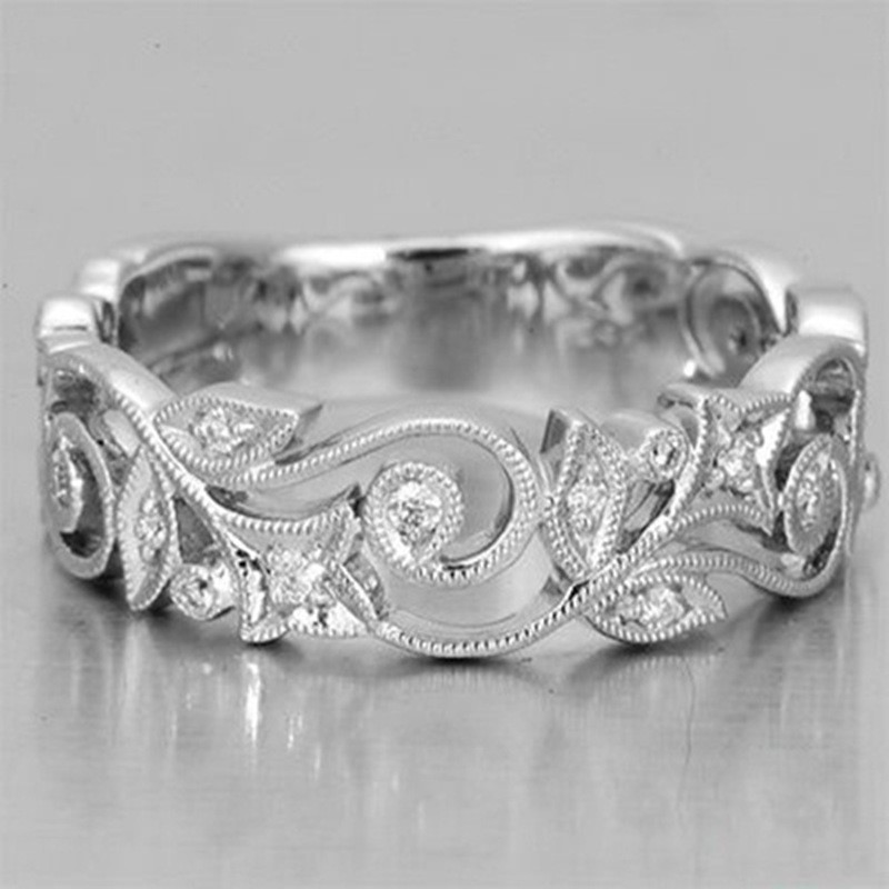 Aifei Jewellery Women Ring Flower Mosaic Diamond 925 Sterling Silver R1112