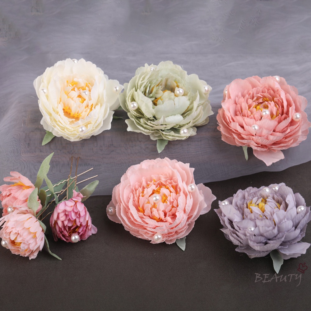 Seven Miss Bộ 3 Kẹp Tóc Hoa Lụa Đính Ngọc Trai Nhân Tạo Phong Cách Trung Hoa