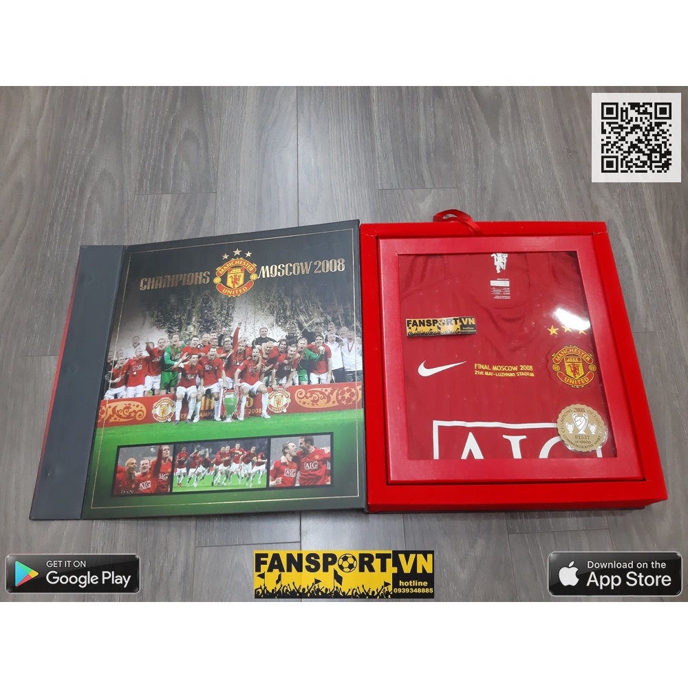 Hộp áo đấu kỉ niệm vô địch C1 2008 Manchester United Winner Champion League home shirt limited box bóng đá MU size S !