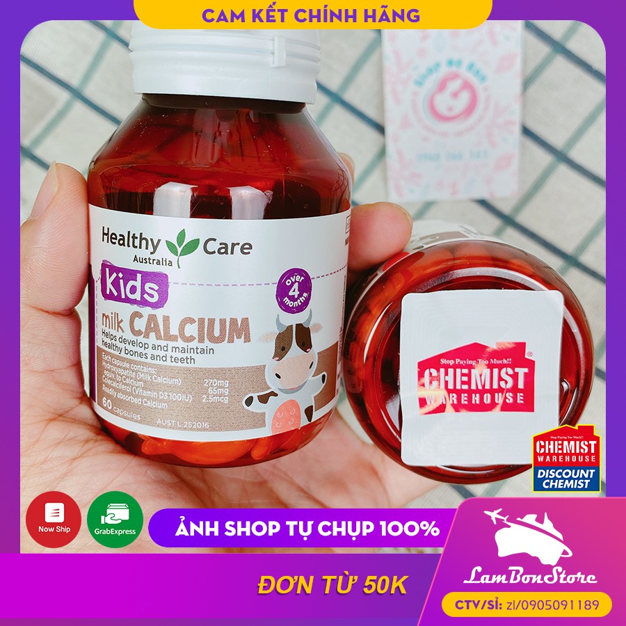 [Tem CHEMIST] Canxi Sữa Milk Calcium Healthy Care 60 viên - Xuất xứ Úc