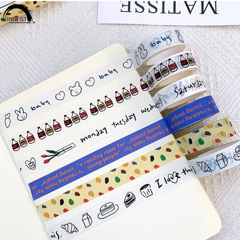 Cuộn Băng Keo Giấy Washi 300 Cmx1.5Cm Họa Tiết Hoạt Hình Dễ Thương Trang Trí Sổ Tay Diy