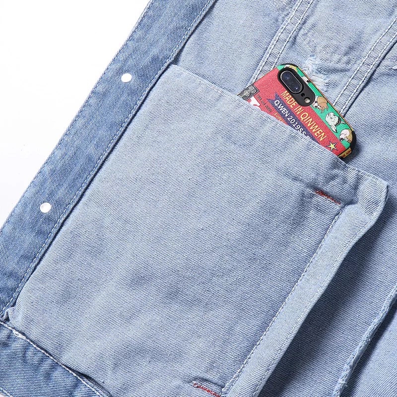 áo khoác jeans bò  in lưng tay thời trang unisex (tay xanh đỏ)