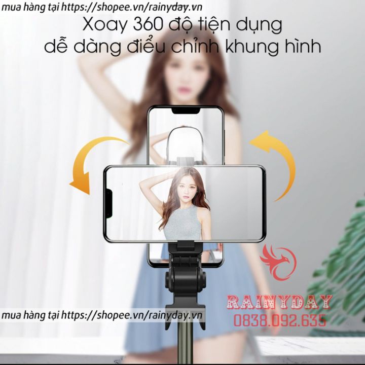 Gậy chụp ảnh tự sướng đa năng bluetooth, gậy chụp hình selfie có điều khiển từ xa, đèn kiêm tripod