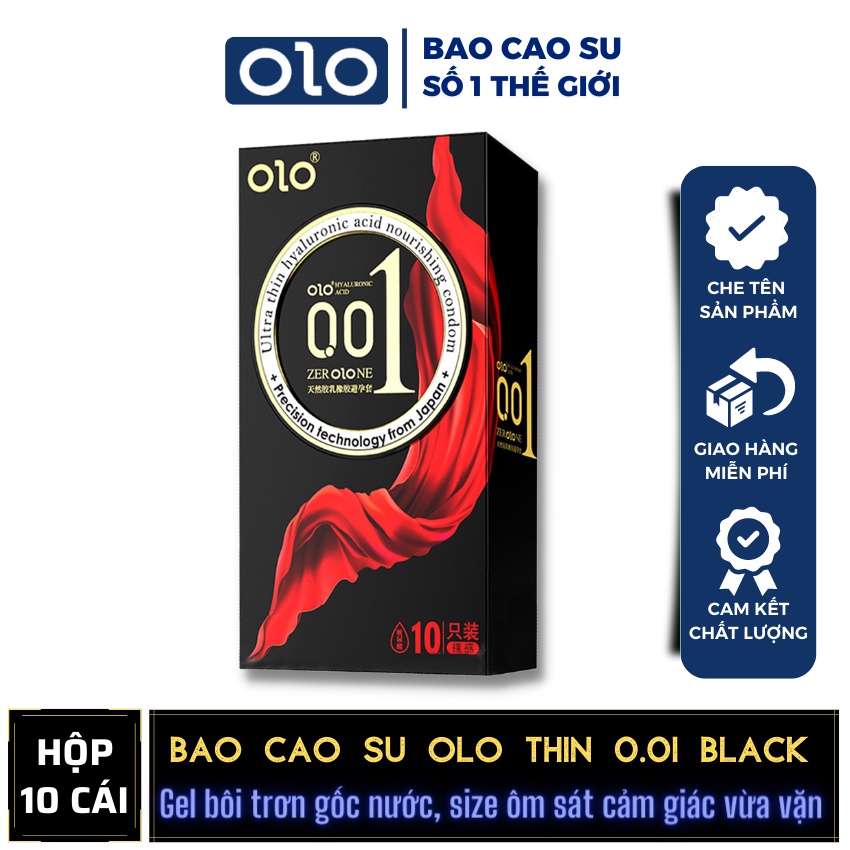 Bao cao su OIo siêu mỏng, gân gai đặc biệt, x2 gel bôi trơn gốc nước kéo dài thời gian - Hộp 10 BCS (Che tên sản phẩm)