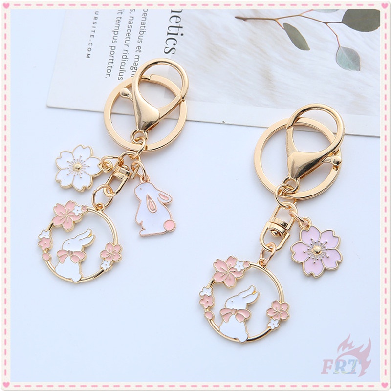 Móc khóa trang trí túi xác hình thỏ hoa đào 5 kiểu tùy chọn dễ thương