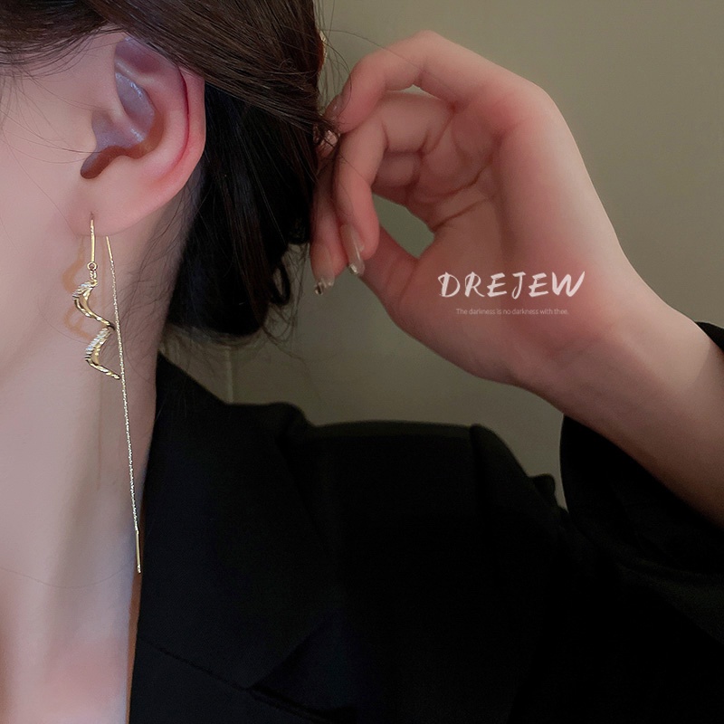 DREJEW Bông Tai Dáng Dài Đính Đá Zircon Phong Cách Nhật Hàn Thời Trang Cho Nữ 1