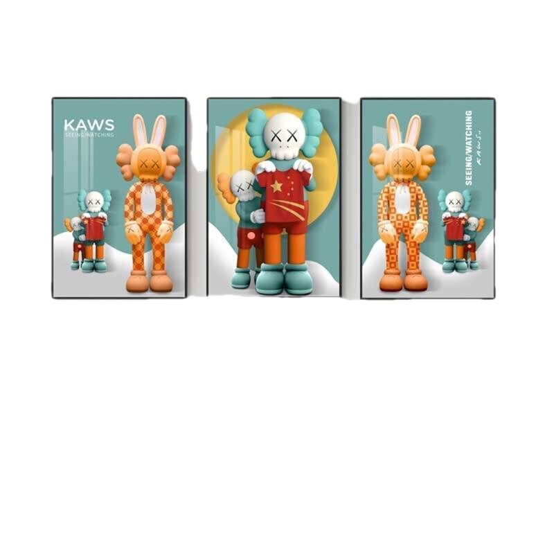 Tranh tráng gương cao cấp gấu kaws/ bearbrick