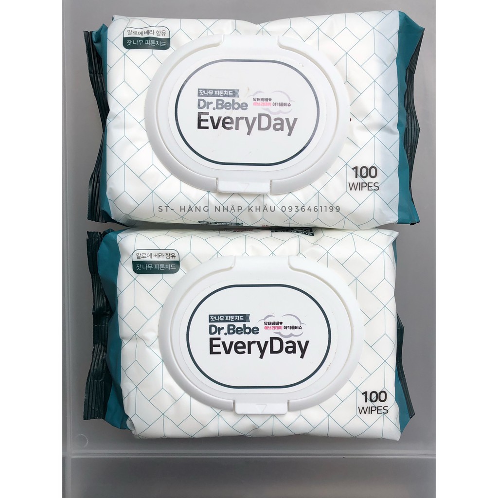 Khăn, giấy Ướt Đa Năng Tẩy Trang Dr.Bebe EveryDay Hàn Quốc 100 Miếng