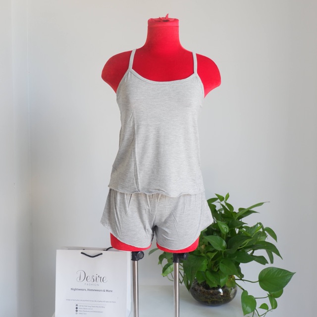 [Video thật] Đồ bộ hai dây thun cotton mềm mịn mặc nhà gợi cảm Desire DBN-0023
