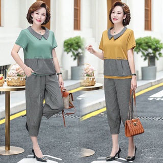 Bộ đồ trung niên cao cấp họa tiết phối kẻ ô cực sang