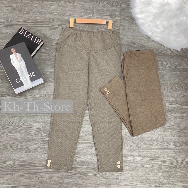 Quần bầu cận chất ảnh thật -quần baggy khuy chân -mặc công sở ,chun chỉnh bụng có size theo từng chu kì