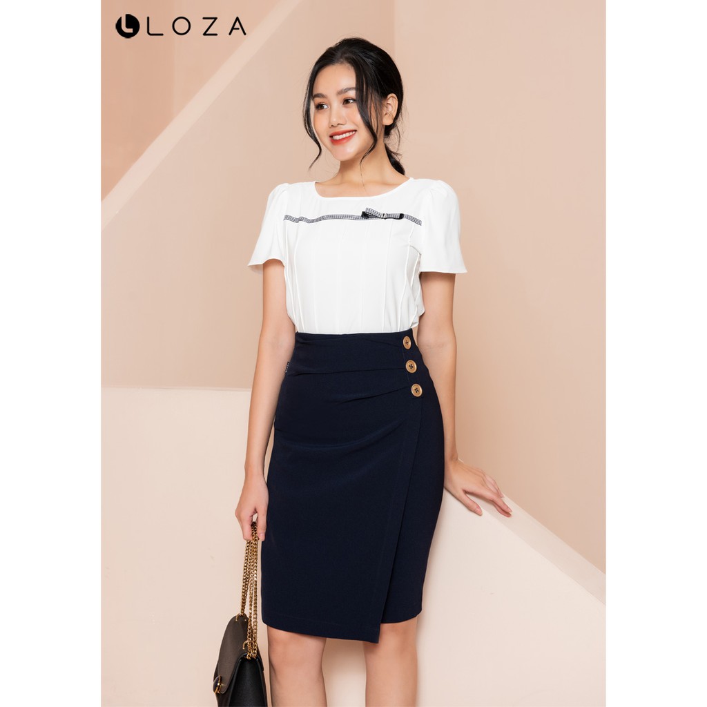 [Mã FASHIONMALLT4 giảm 15% đơn 150k] Áo sơ mi nữ LOZA tay cộc - LS1399