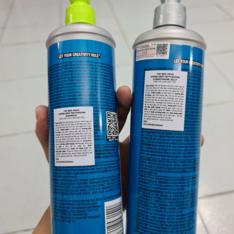 Dầu gội xả Tigi Bedhead Gimme Grip tạo cấu trúc và làm dầy sợi tóc 400ml