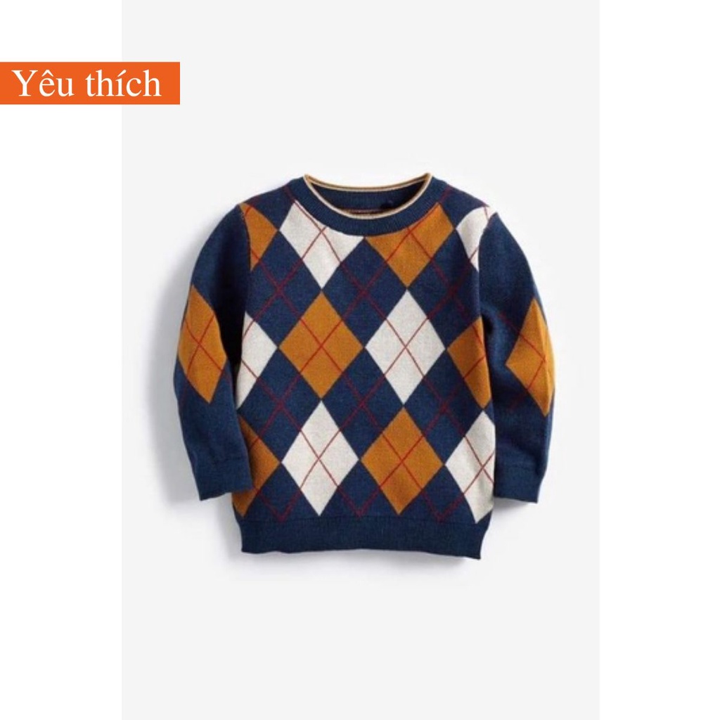 Áo len cho bé trai, áo len phối NEXT thu đông cho bé, chất len cao cấp size 2-7 tuổi