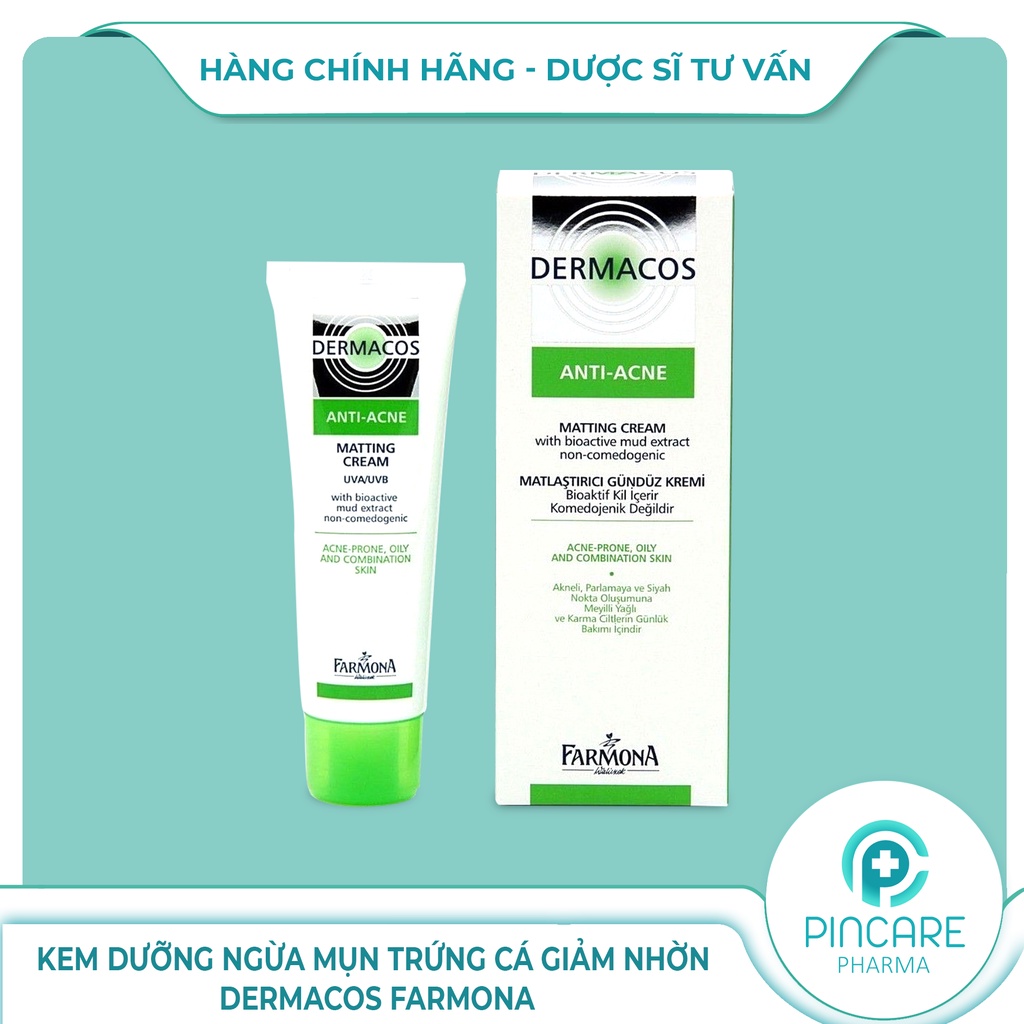 Kem dưỡng Farmona Dermacos Anti Acne Matting Cream 50ml giảm bóng nhờn ngừa mụn - Hàng chính hãng - Nhà thuốc PinCare