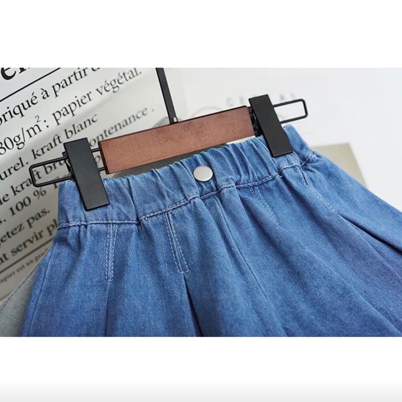 quần đùi giả váy bé gái chất jean mềm cho bé từ 8-33kg