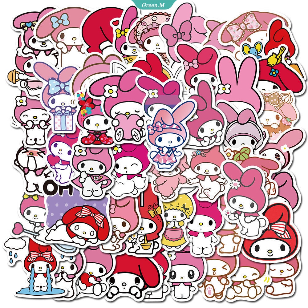 Gói 50 Miếng Dán Trang Trí Xe Hơi Hình Kuromi My Melody Cinnamoroll Kittys Sanrioed