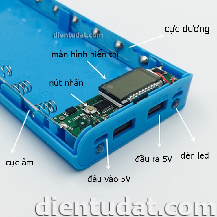 Bộ Vỏ Sạc Dự Phòng 8 Cell LCD - 2 Cổng Sạc