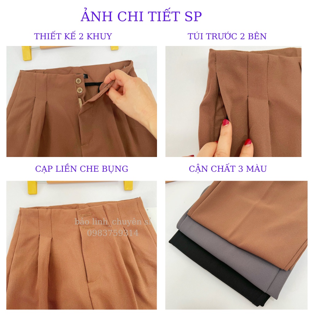Quần Tây Học Sinh Bigsize Bảo Linh 2 Tầng Khuy, Quần Baggy Cạp Liền 2 Khuy Lưng Cao
