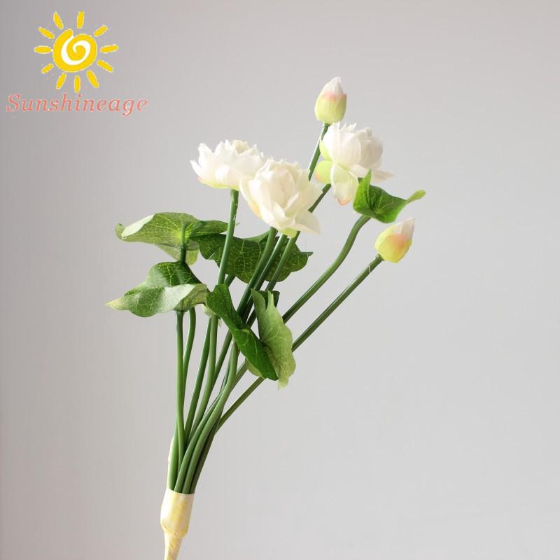 Hoa sen giả mini cỡ 32cm dùng trang trí tiện dụng