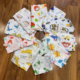 Bộ cộc tay cài vai cotton giấy nhiều hình cho bé