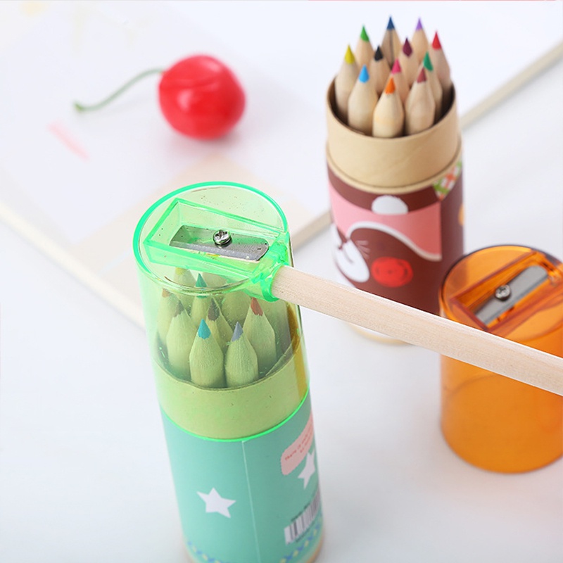 Bộ 12 Cây Bút Chì Màu Sắc Kèm Đồ Chuốt Và Hộp Giấy Kraft Dành Cho Vẽ Tranh Văn Phòng Trường Học