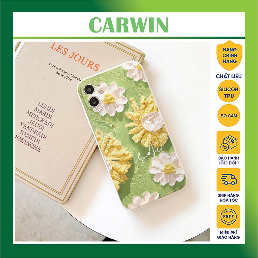 Ốp lưng iphone hoa Pearl Daisy trắng may mắn dẻo cạnh vuông bảo vệ camera iphone 7plus/8plus/x/xs/xsmax/11/12/13/promax
