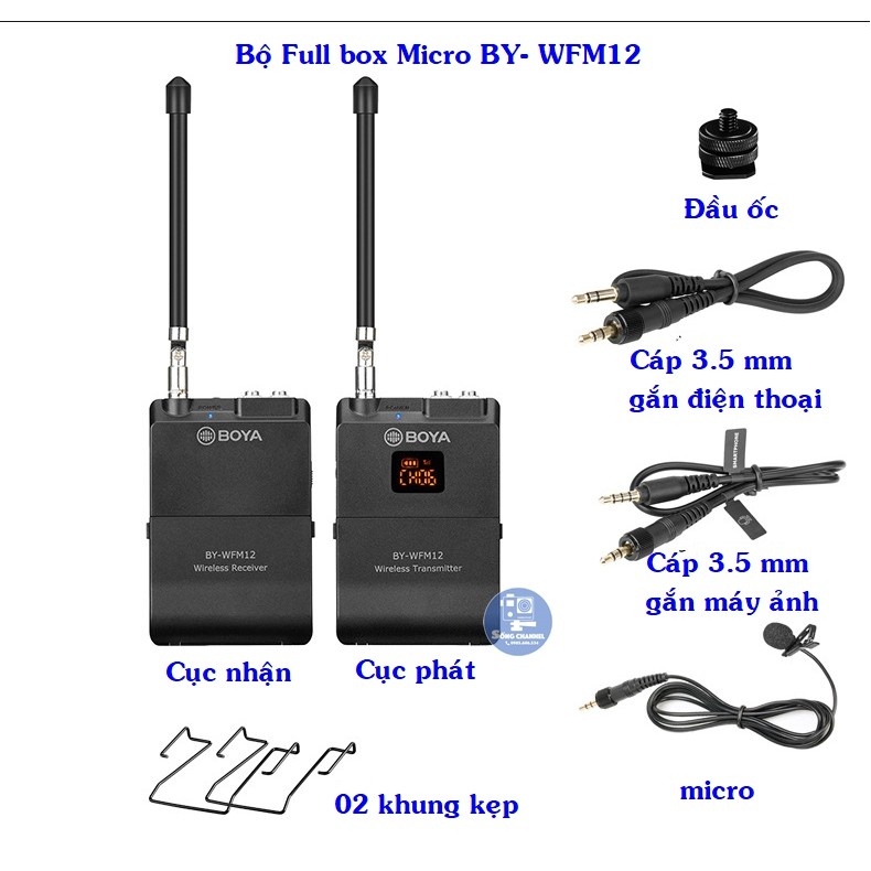 [Mã 155ELSALE giảm 7% đơn 300K] Boya BY-WFM12 Micro Thu Âm Không Dây Cao Cấp