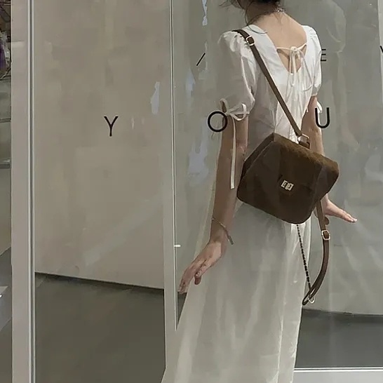 [MURIOKI] Đầm Dáng Chữ A Tay Phồng Cổ Vuông Màu Trắng Đen Phong Cách Hàn Quốc Thời Trang Cho Nữ