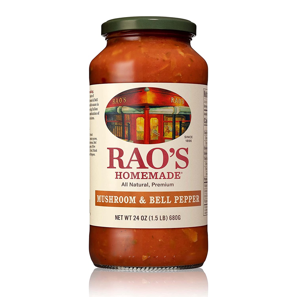 SỐT NẤM - ỚT CHUÔNG LÀM PASTA/MÌ Ý/PIZZA Rao's Homemade Tomato Sauce, Mushroom &amp; Bell Pepper, Vegan, Keto Friendly, 680g