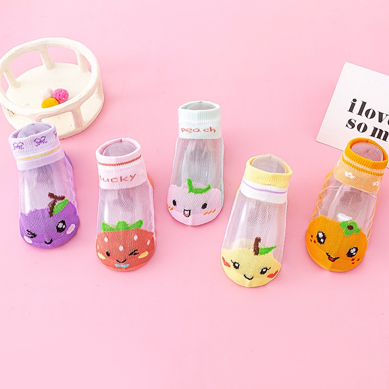 Set 5 Đôi Vớ Cotton Mỏng Thoáng Khí Họa Tiết Hoạt Hình Cho Bé 0-6 Tuổi