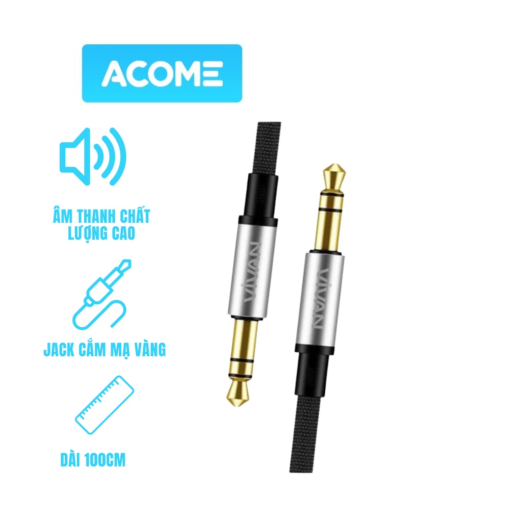 Dây Cáp Âm Thanh AUX ACOME AUX01 Cổng Kết Nối 3.5mm Dài 100cm