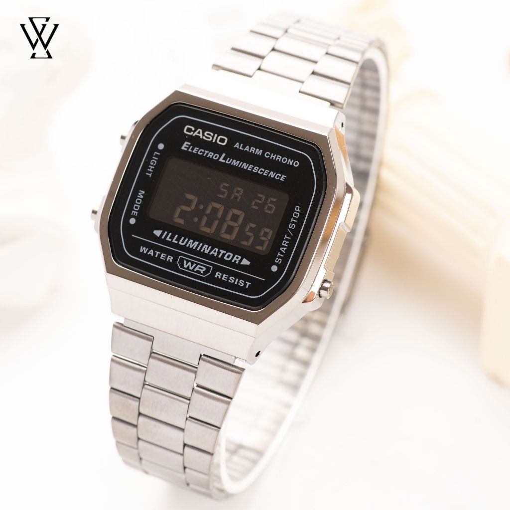Đồng Hồ Điện Tử Nam Casio WATCHSTORE A168WGG-1BDF Thiết Kế Mặt Kính Nhựa 36.5mm, Vỏ Nhựa, Dây Kim Loại Bền Bỉ