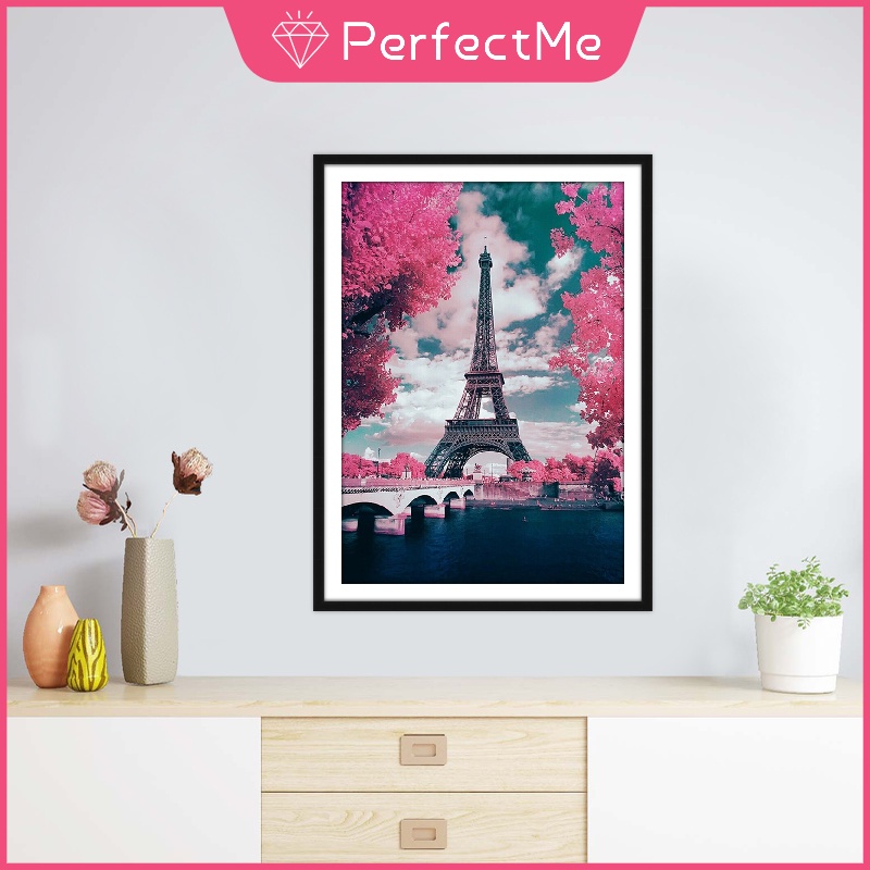 Tranh đính đá 5D tự làm hình tháp Eiffel 30X40 trang trí nhà cửa