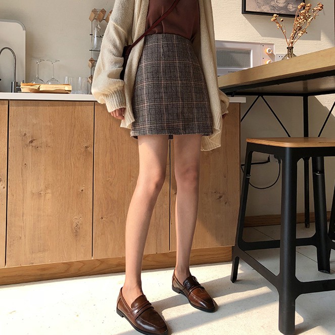 Chân váy lưng cao hoạ tiết caro thời trang cho nữ | BigBuy360 - bigbuy360.vn