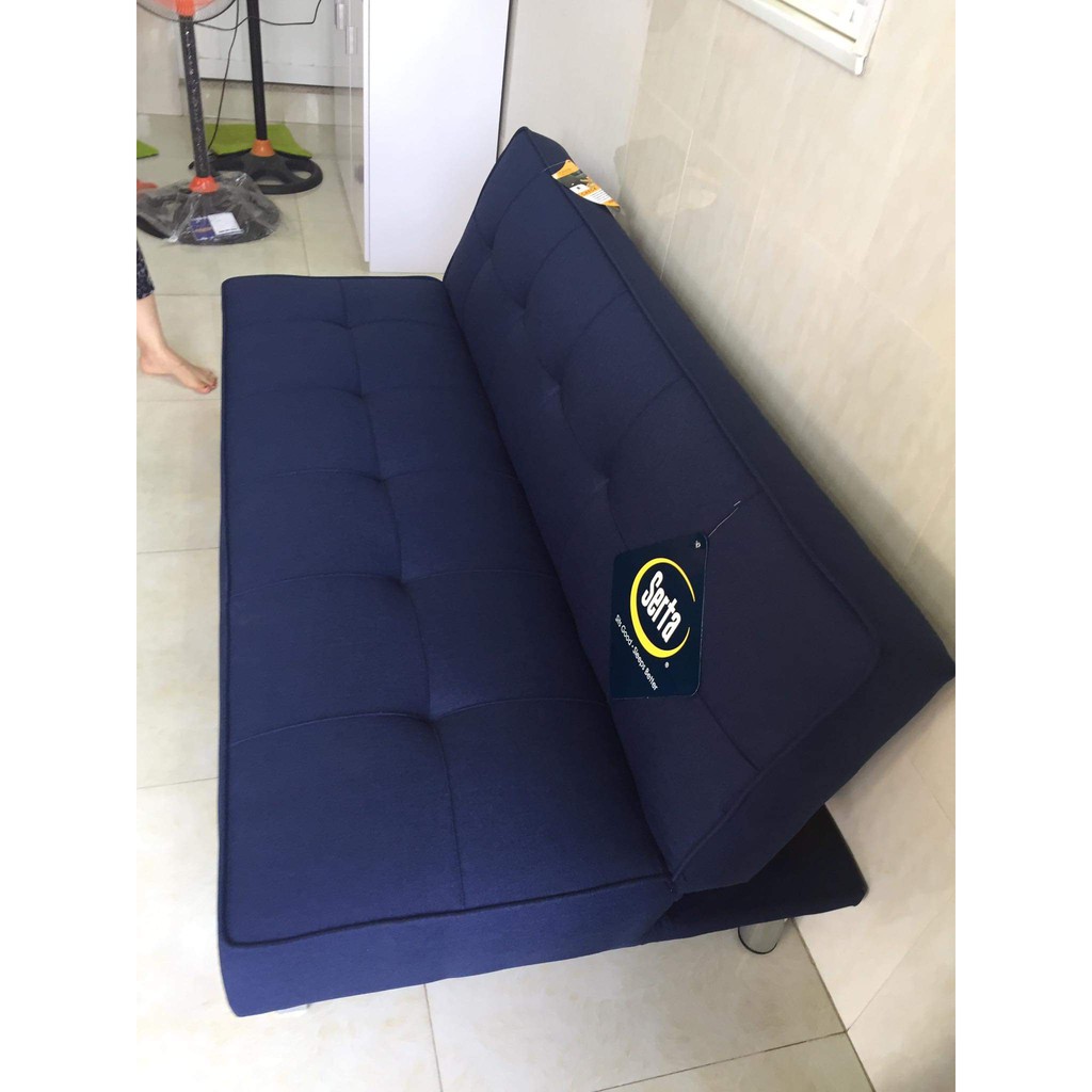 Sofa Bed - Sô pha Giường bọc vải bố màu xanh Navy dài 1m7